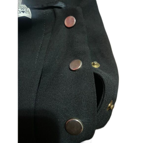 Zara Woman High Waist Wide Leg Trousers Black Pants Button Snaps Size Small NWT - Picture 4 of 8